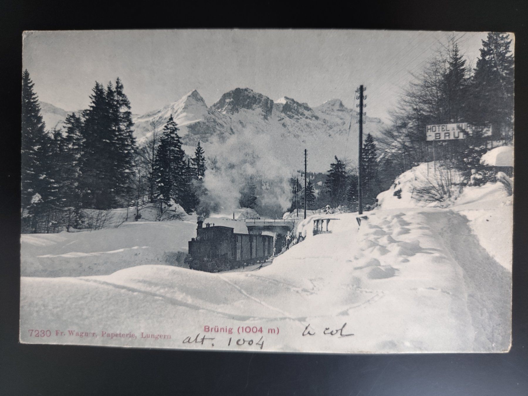 Cartoline postali: Bahn, Schnee, Brünig Pass Hotel uralt – Usato da Ohmstal venduto da Lebensfreude05