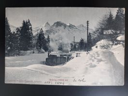 Bahn, Schnee, Brünig Pass Hotel uralt