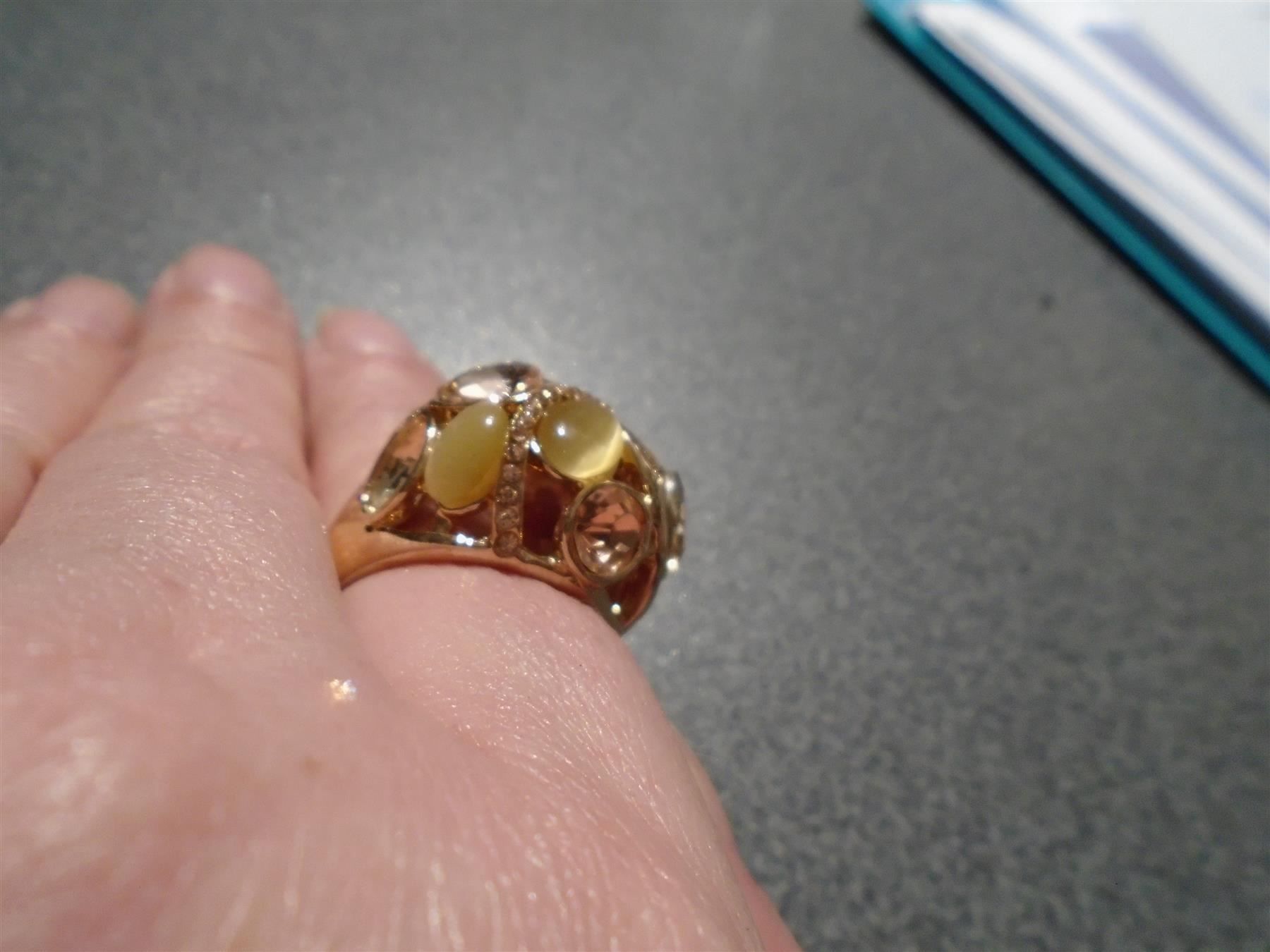 Anelli: Ring Size 20, goldfarbig, Steinchen rosa – Nuovo e nell'imballaggio originale da Zürich venduto da abraxas1291 1
