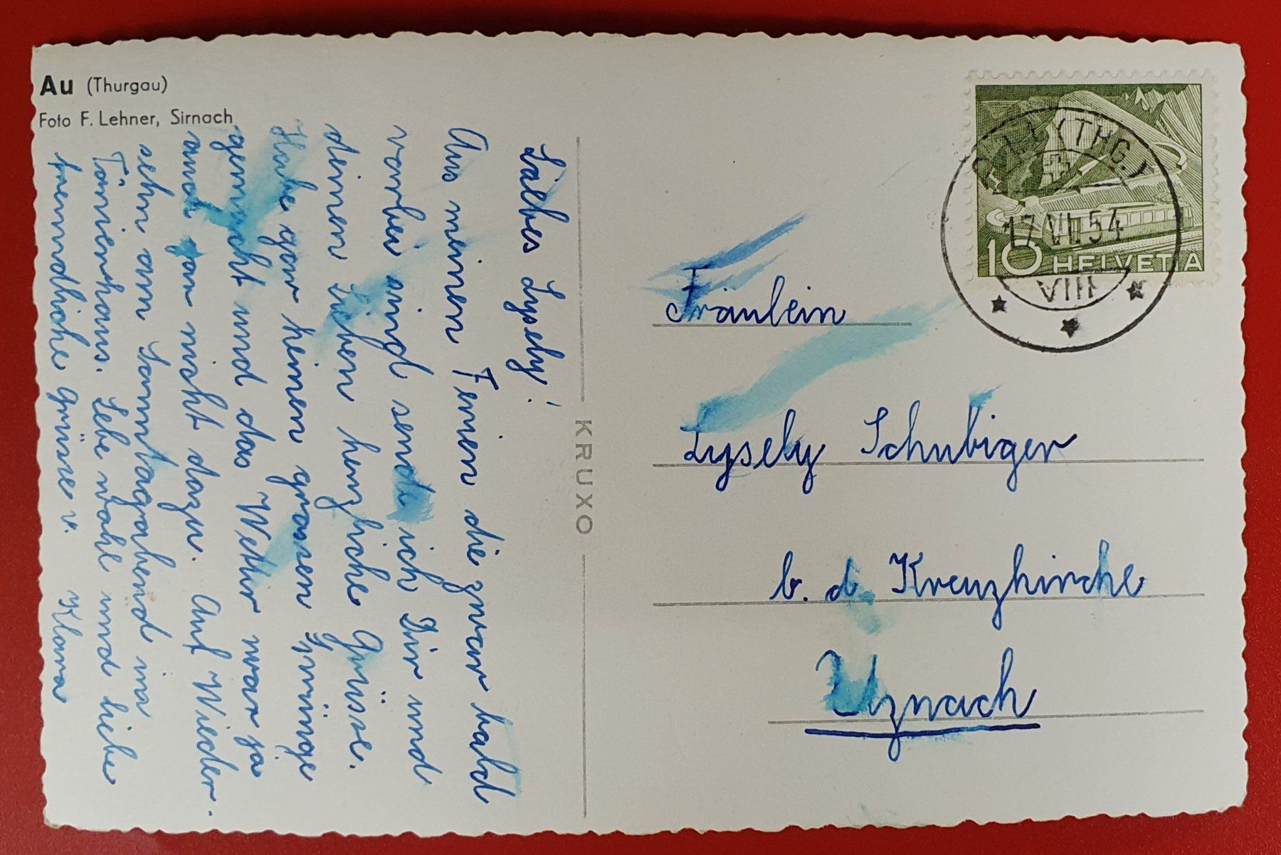 Cartoline postali: Au 1954 - Thurgau – Usato da Kreuzlingen venduto da Rschweiz1 1