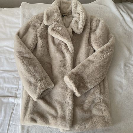 Faux Fur Beige Winter Trench Jacke H&M