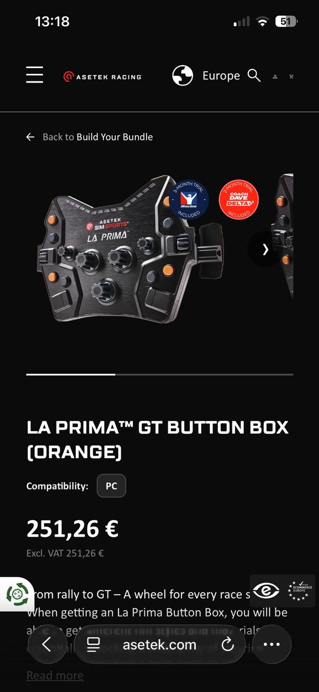 Controller: Asetek La Prima GT Button box – Nuovo e nell'imballaggio originale da Genève venduto da Milanscarr