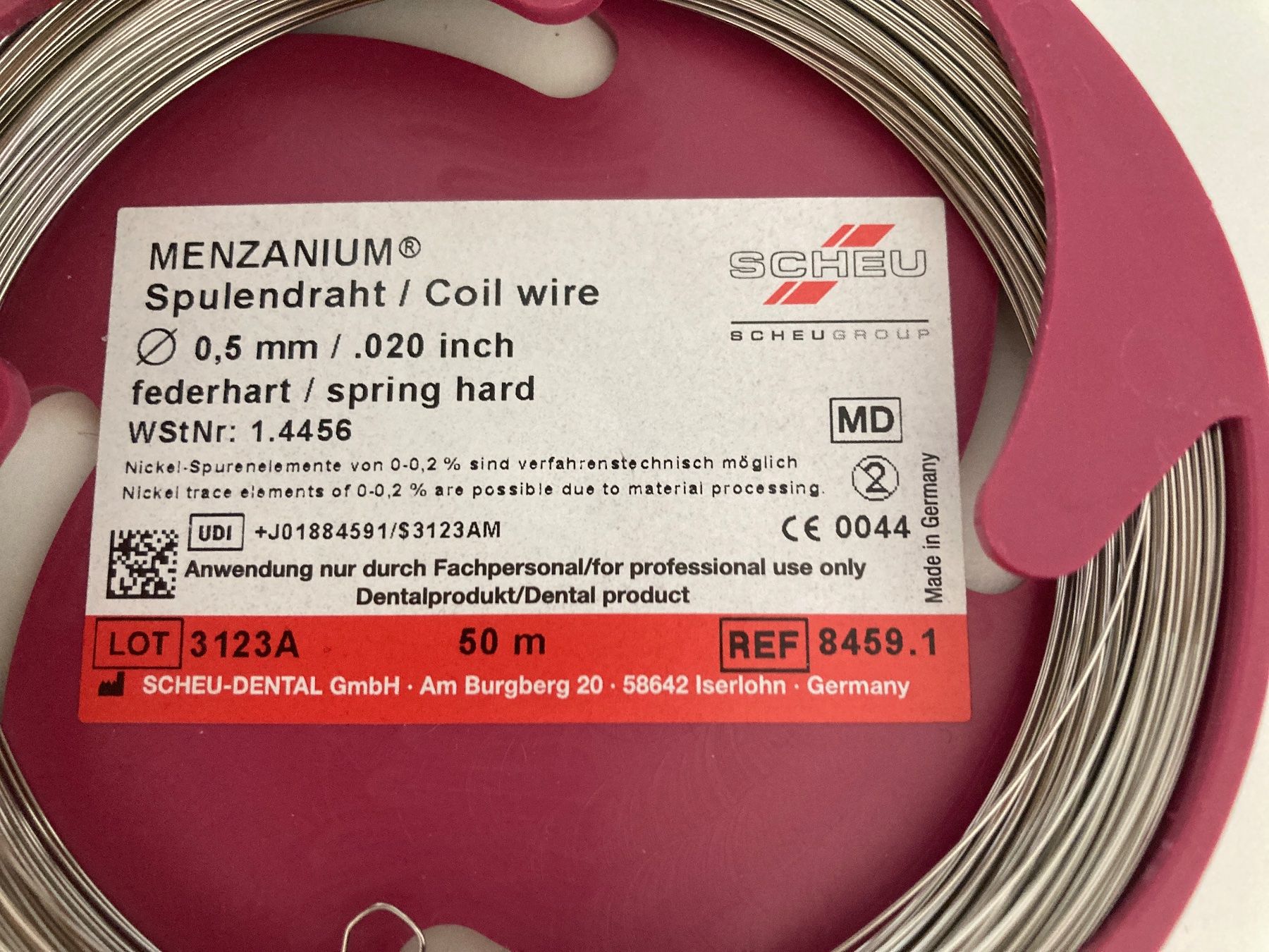 Eisenwaren: Scheu Dental: MENZANIUM Draht – Neu und originalverpackt aus Kaltbrunn von Silberkiste 2