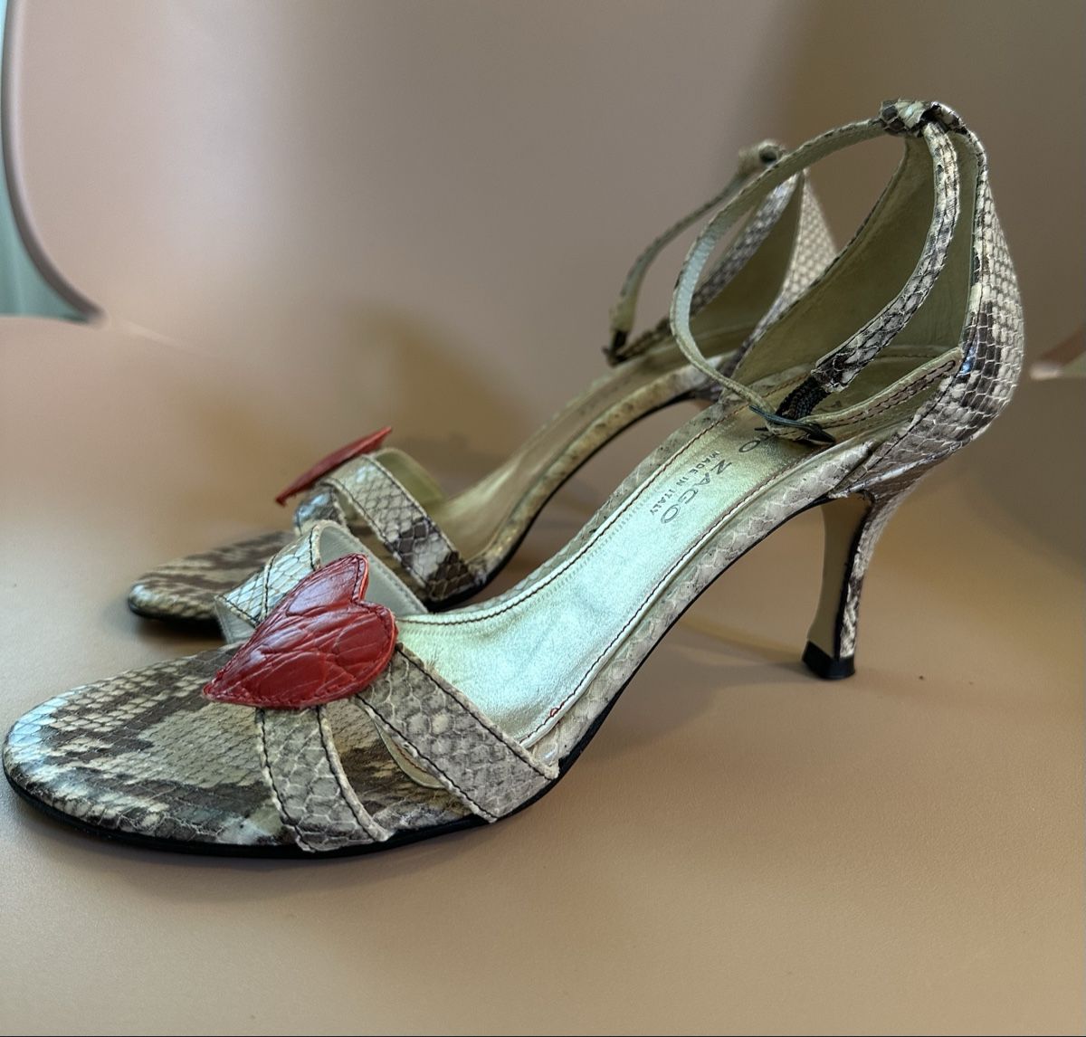Scarpe da donna: Sandalen, Alberto Zago, Python/rot, Grösse 39 – Nuovo (secondo la descrizione) da Oberwil BL venduto da orsay 1
