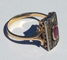 Nachlass (1 von 4) Altgold Ring Diamant Edelstein Weissgold