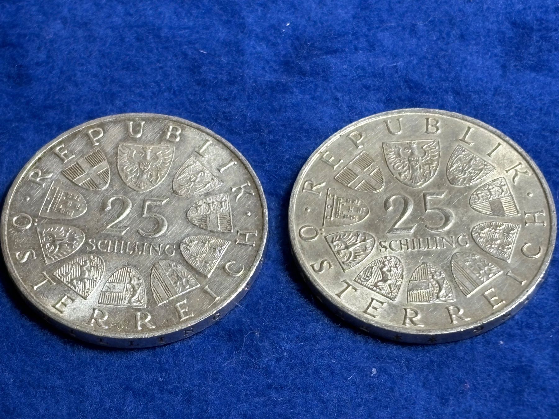 Alle Münzen: 2 x 25 Schilling 1965 – Gebraucht aus St. Peterzell von verena40