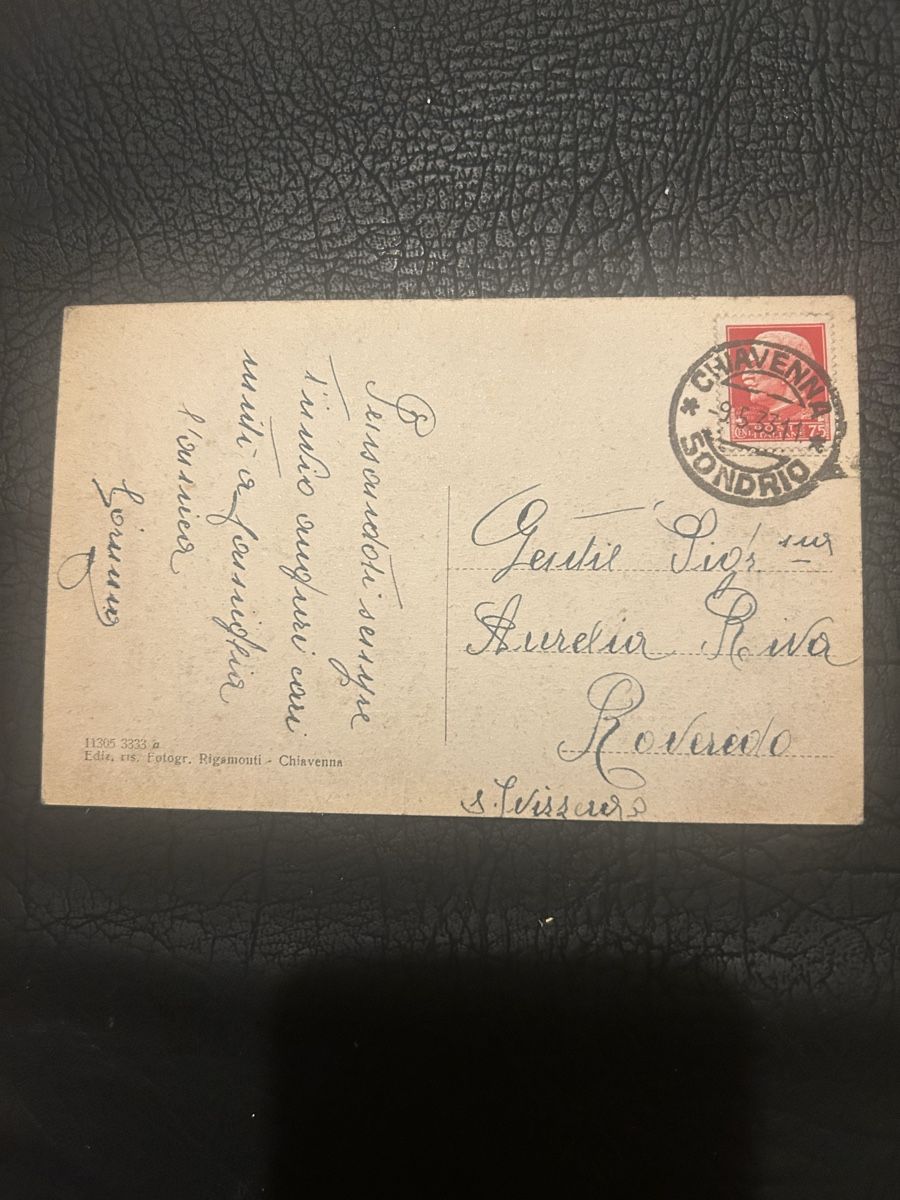 Ansichtskarten: Chiavenna 1933 – Gebraucht aus Breganzona von Milesbo 1