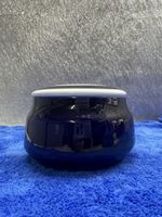 Hübsche Zuckerdose blau/weiss mit Goldrand