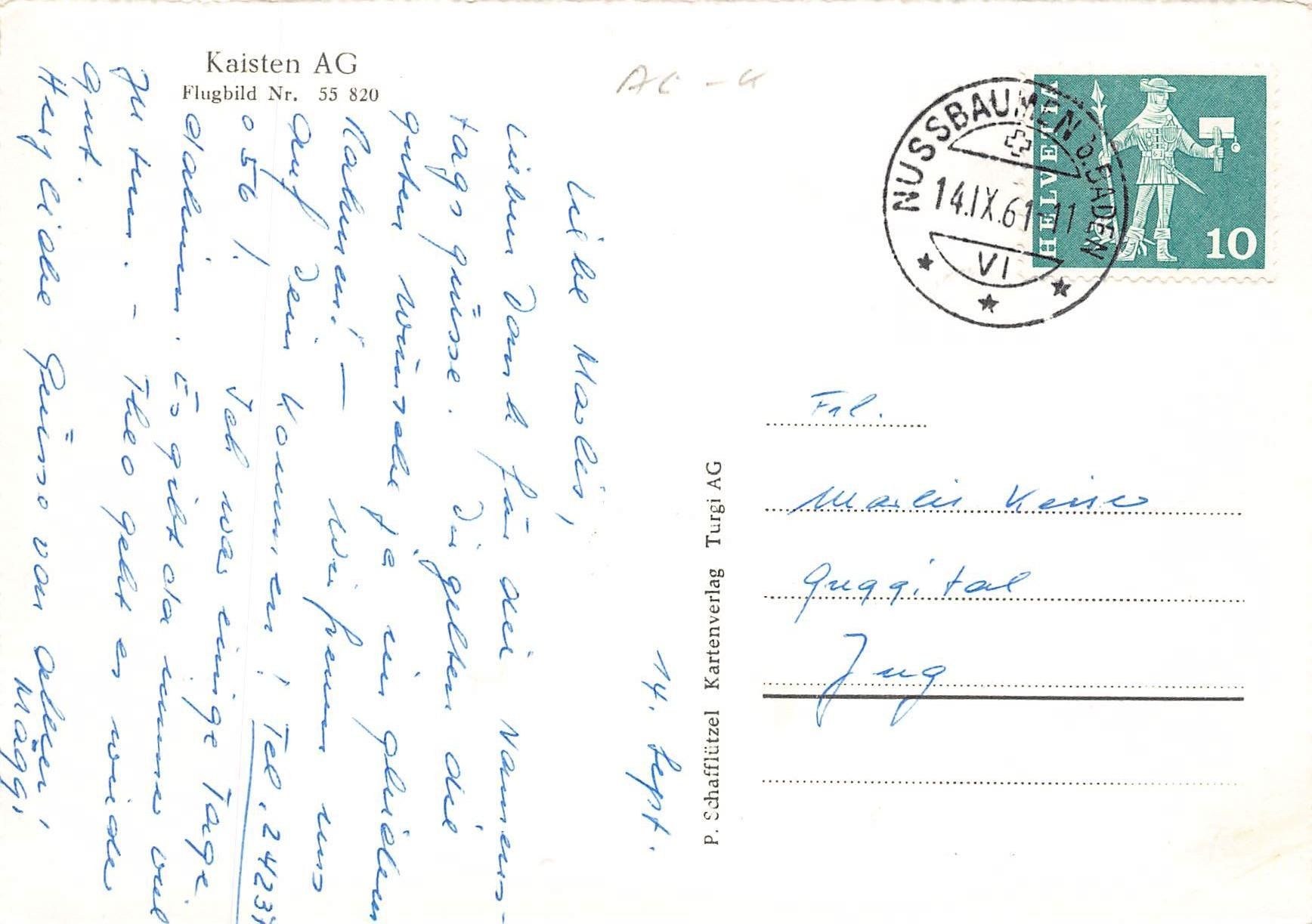Cartoline postali: Kaisten Fliegeraufnahme – Usato da Bichelsee venduto da Gloeckner 1