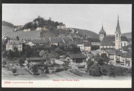 Baden colorierte Teilansicht mit Ruine Stein