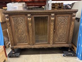 Großer Antiker Buffetschrank Buffet Schnitzereien 215x46x146