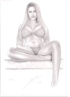 pin-up sexy dessin original à la mine de plomb (a4) signé