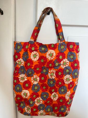 Retro-Stofftragetasche 70s Look – Flower Power Orange