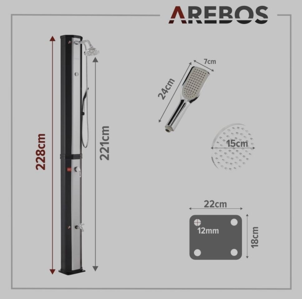Duschen: Solardusche 60L mit Handbrause und Themometer schwarz/silber – Neu (gemäss Beschreibung) aus Nebikon von warendiscount 5