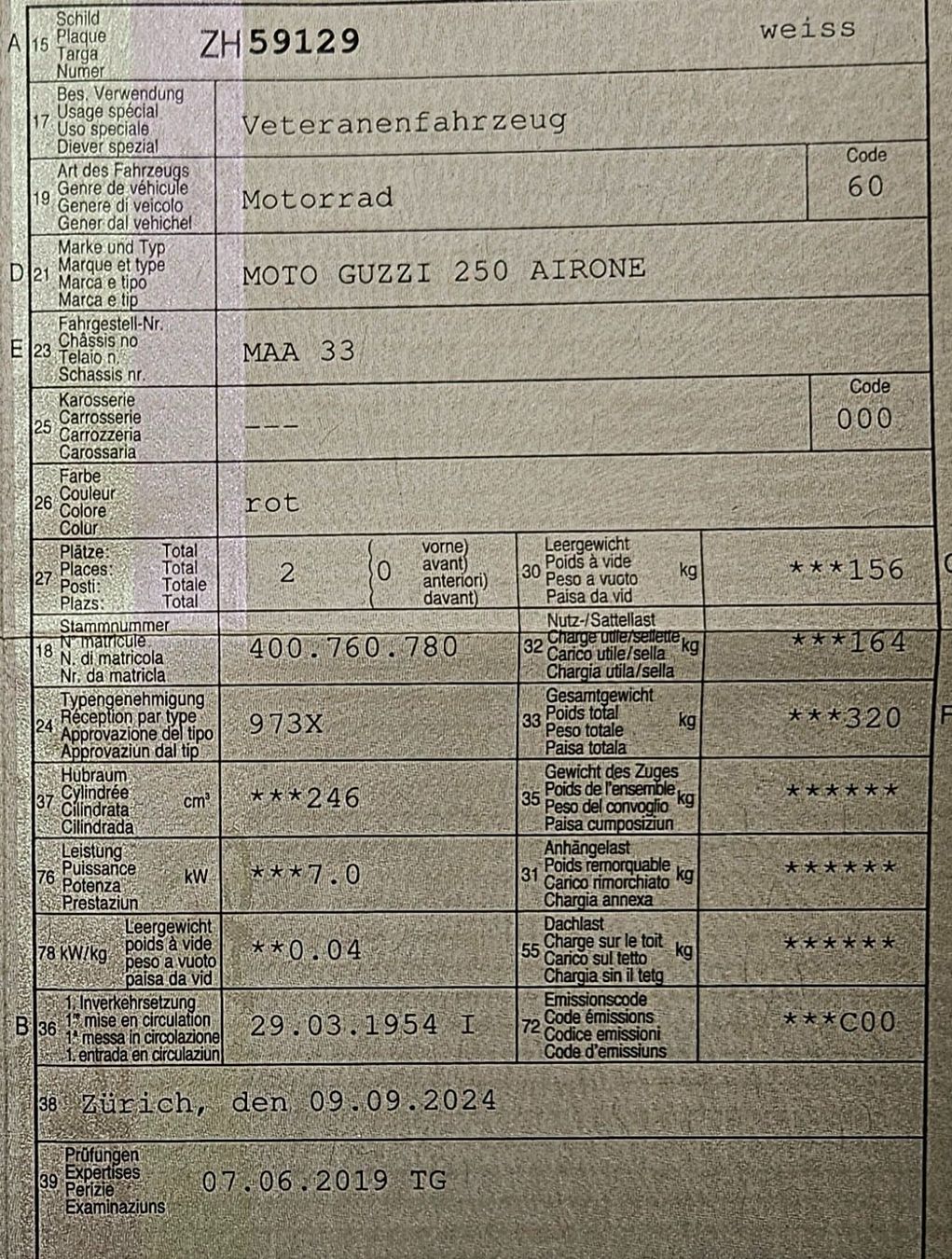 Moto Guzzi Strada: Moto Guzzi Airone 1954 – Usato da Rapperswil SG venduto da Zh169 2