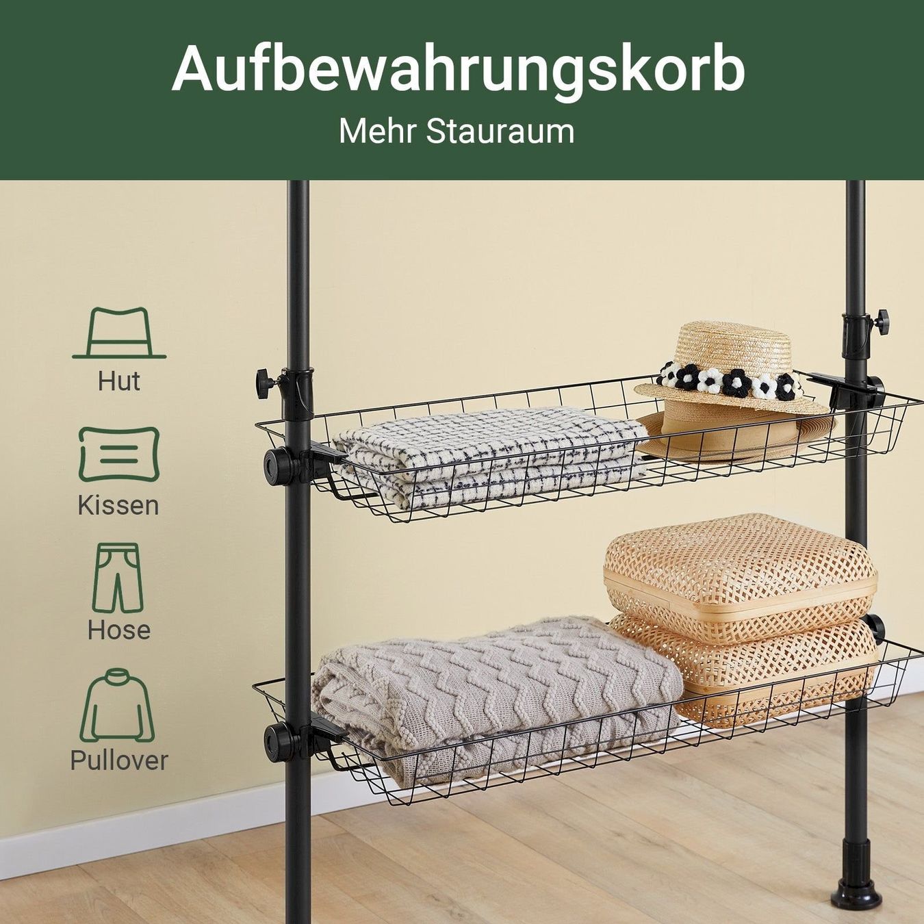 Porte manteau: Teleskop Kleiderstange 5 Stangen+2 Körbe – Neuf avec emballage d'origine à Bottighofen par zaap 7
