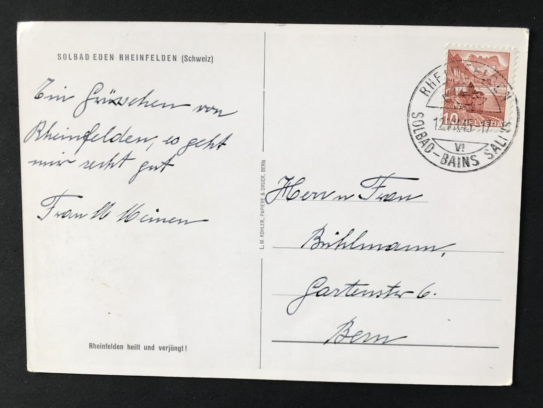 Cartoline postali: ALTE ANSICHTSKARTE SOLBAD RHEINFELDEN – Usato da Ostermundigen venduto da wini63 1