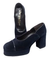 Löw Loewe vintage Plateau Pumps E 2½ Gr. 35 bleu dunkel blau