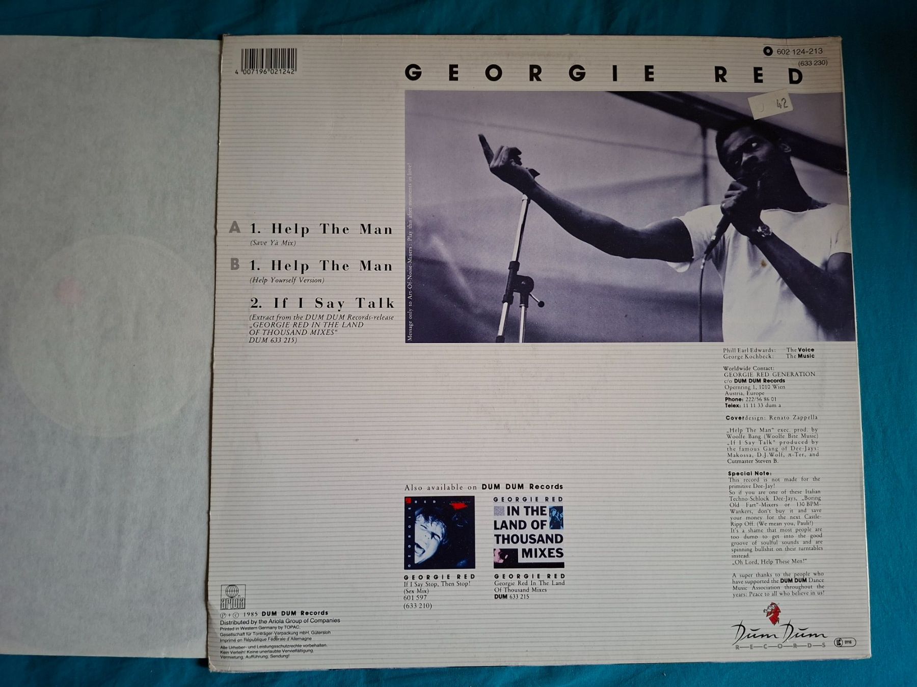Schallplatten: Maxi-Single Georgie Red Help The Man 1989 Ariola 12" – Gebraucht aus Burg AG von ..machine_rec.. 2