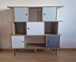 Design Bücherregal / Sideboard Eiche (Scandi-Stil) mit Türen
