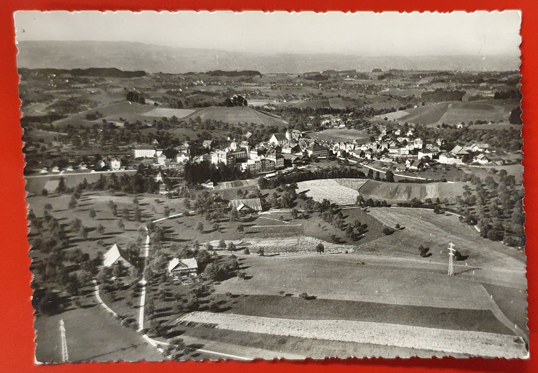 Ansichtskarten: Flugaufnahme Menzingen 1951 – Gebraucht aus Kreuzlingen von Rschweiz1