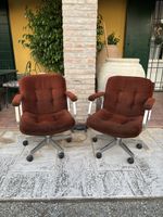 2x Vintage Bürostuhl | Sedia velluto | velvet brown chairs