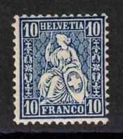 1862 Helvetia Nr.31 blau * mit Falz
