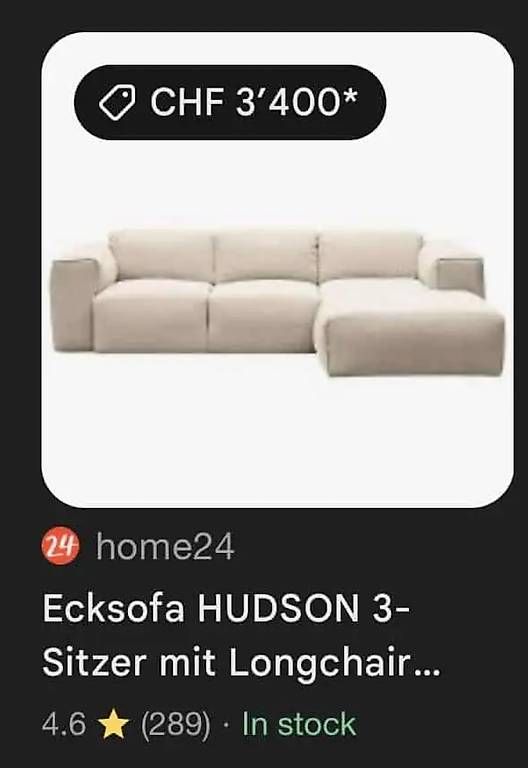Divani: Hudson Ecksofa Beige (Gratis Lieferung) – Usato da Fehraltorf venduto da Sofalab.swiss 3