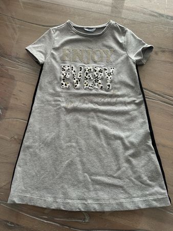 Graues Mayoral Sommer-Kleid Gr. 128 mit Nieten & Leo-Print!