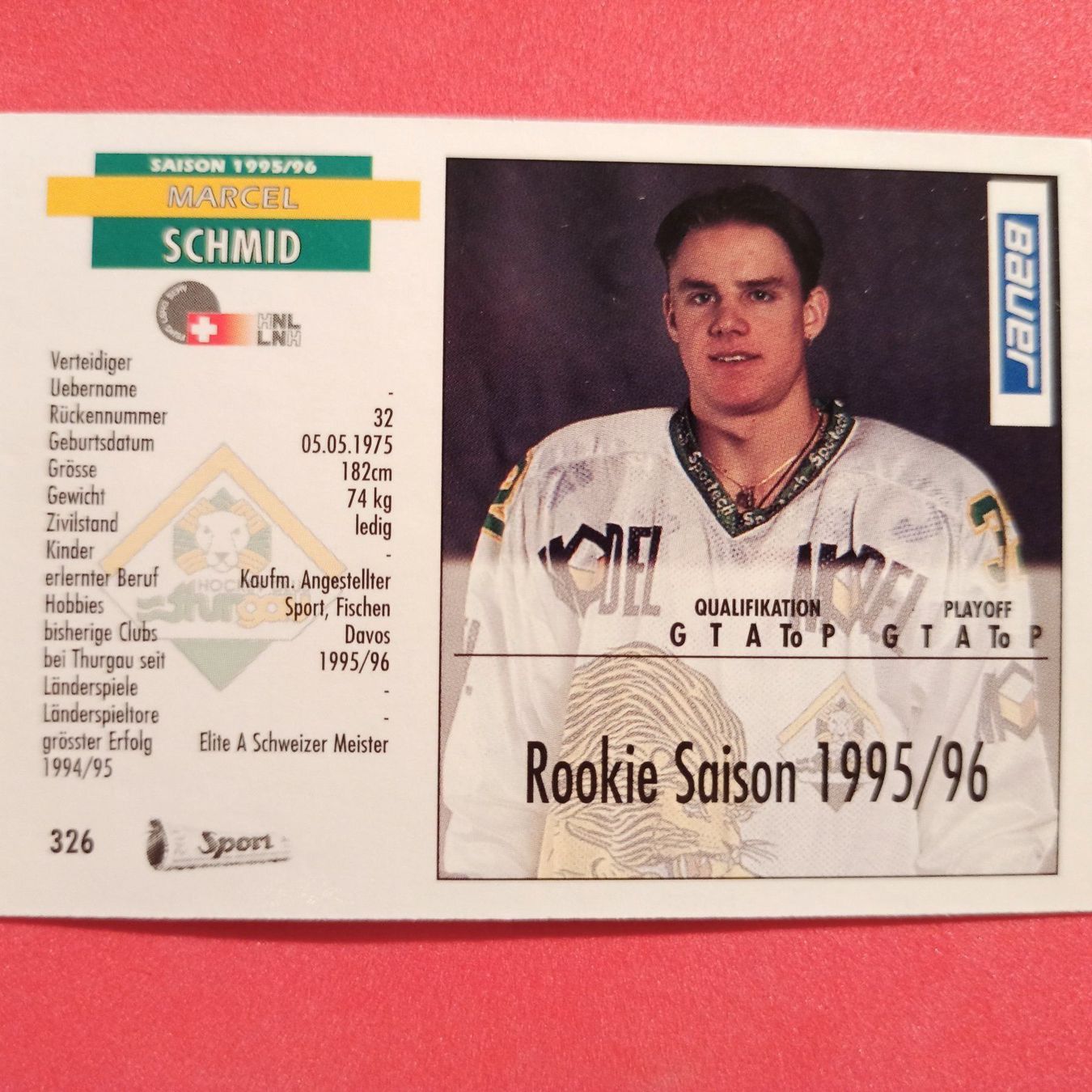 Carte collezionabili: Marcel Schmid - HC THURGAU - 1995/96 – Usato da Dübendorf venduto da kb86_MOVIE 1