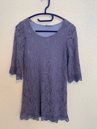 Spitzen Kleid blau lila violett Gr. XS