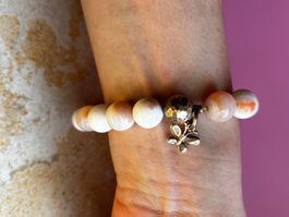 Armband Achat weiss-orange