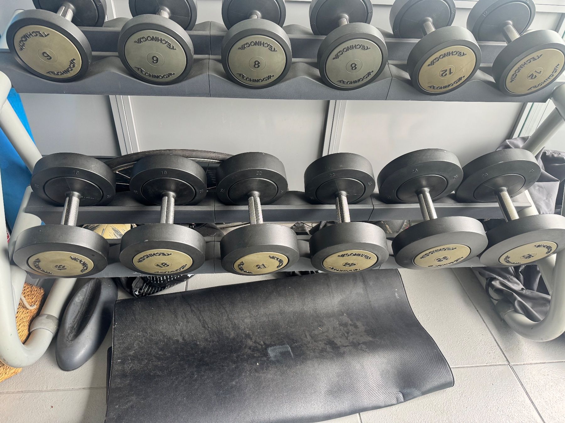 Technogym Dumbbell Set with Rack in excellent condition (D'occasion) à ...