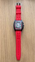 Armbanduhr rot mit schwarzem Gehäuse