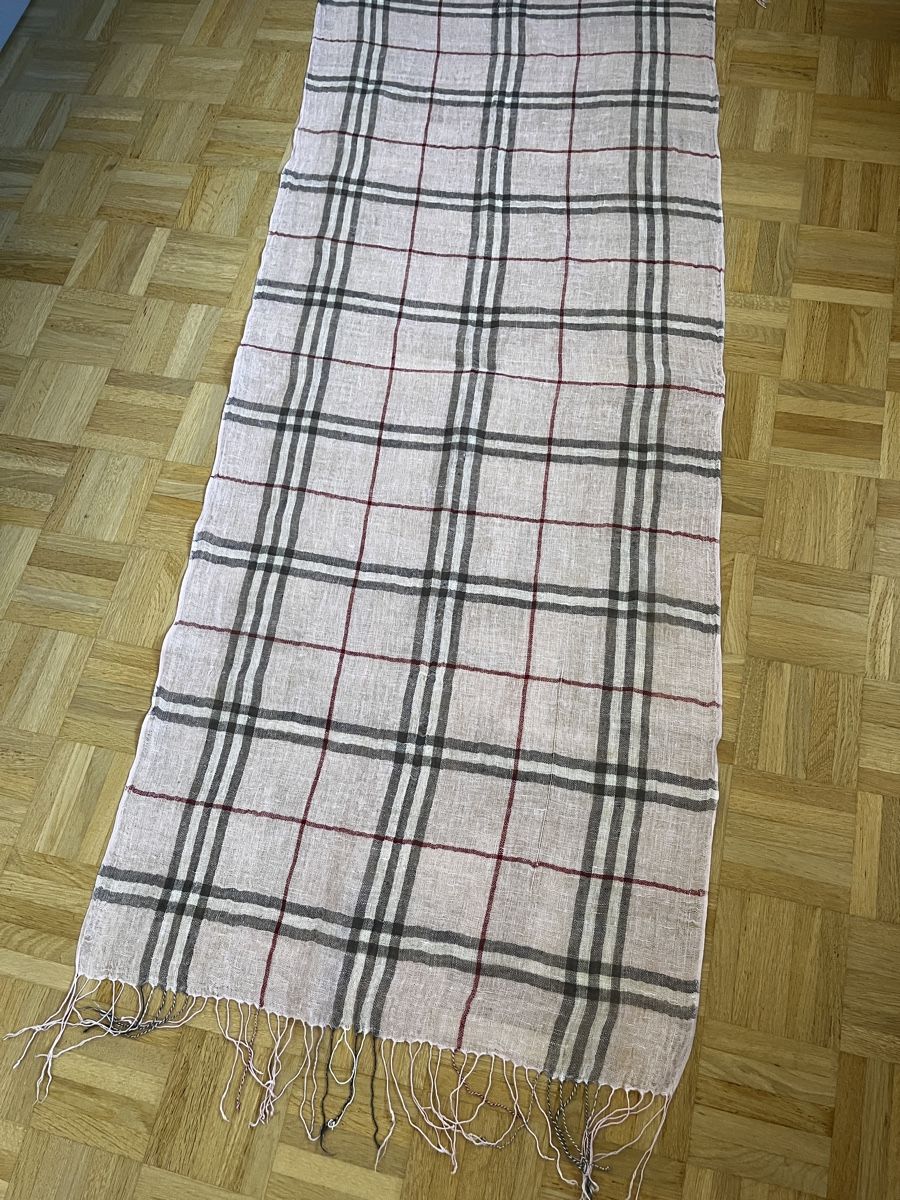 Foulard & Sciarpe: Sommer Schal aus Leinen, rosa kariert – Usato da Zürich venduto da Kleanthy 1