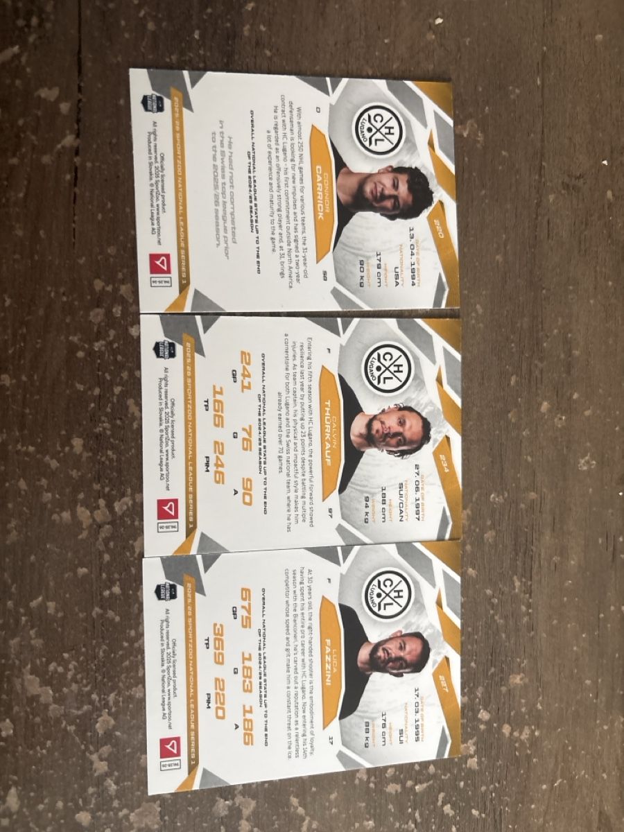 Sportzoo Carte collezionabili: Captain Team Lugano 2026 3 cards – Nuovo e nell'imballaggio originale da Zürich venduto da tim_6zmb 1