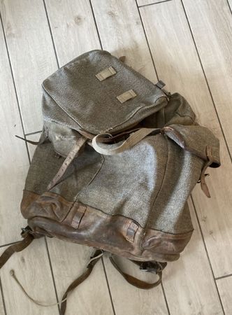 Sac à dos suisse vintage en cuir et toile