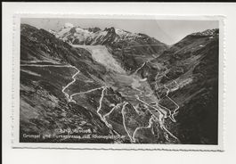 AK 1939 Grimsel und  Furkastrasse mit Rhonegletscher