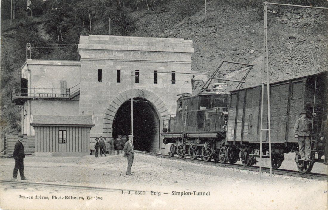 Cartoline postali: Brig   VS   -   Elektrische Eisenbahn  /  Simplon-Tunnel – Usato da Brig venduto da Valcards54