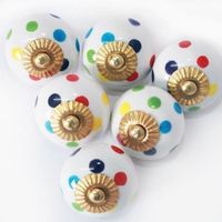 Möbelknopf-6 Stk-Set Möbelknöpfe Keramik Knauf weiß bunt