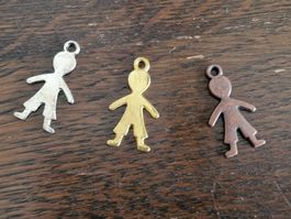 3 stilvolle Männli-Anhänger in Gold,Silber & Bronze