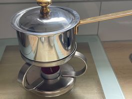 Rechaud/Pfännli Set mit Deckel, Edelstahl - Neuwertig!