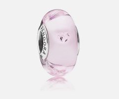 Pandora Silver Pink Heart Glass Murano Charm