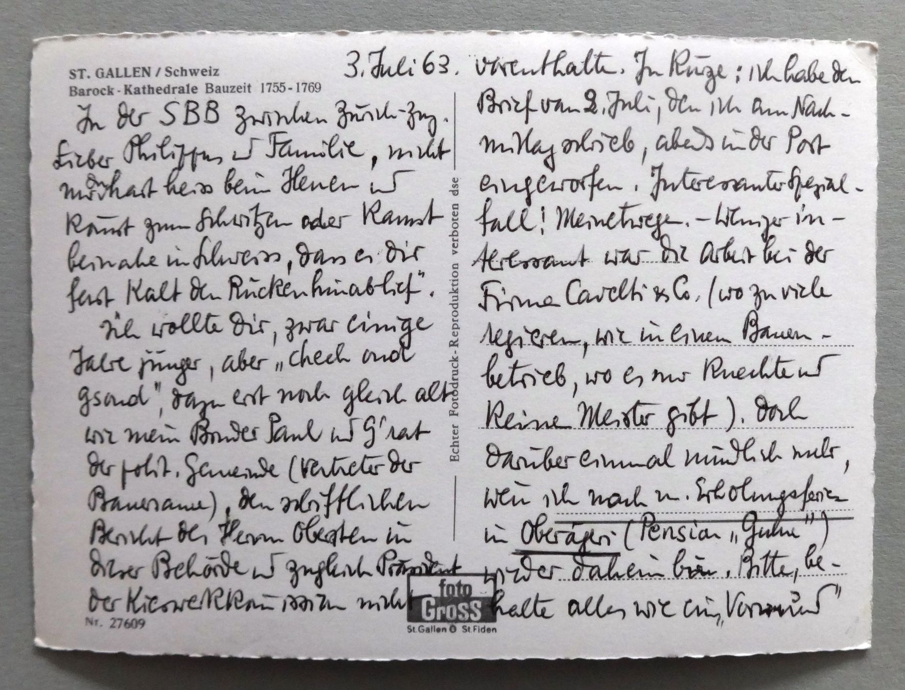 Cartes postales: St. Gallen, Barock-Kathedrale – D'occasion à Fétigny par Billy2miny 1