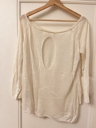 White Open Back Knit Sweater