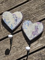 2er Set Wandhaken in Herzform mit Feen, Shabby Chic