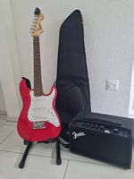 E-Gitarren-Set Squier Stratocaster Rot inkl. Fender Mustang