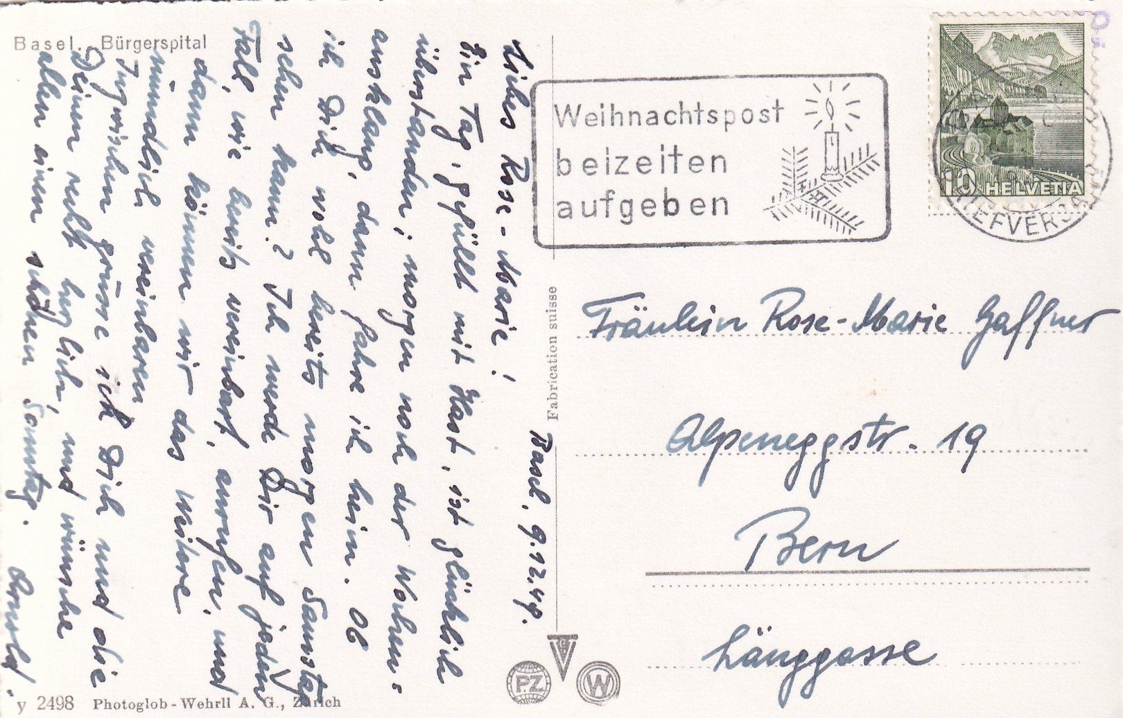 Cartoline postali: Basel - Bürgerspital /mp – Usato da Hombrechtikon venduto da Rudolf07 1