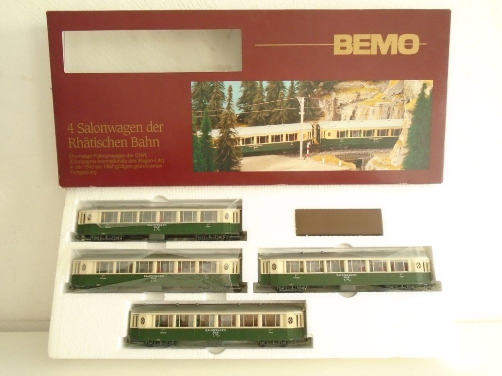 Bemo H0m: 4 Salonwagen der RhB, grün/crème, 1942-1982, OVP (D'occasion ...