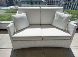 Rattan Garten Sofa Weiss NP 750.00